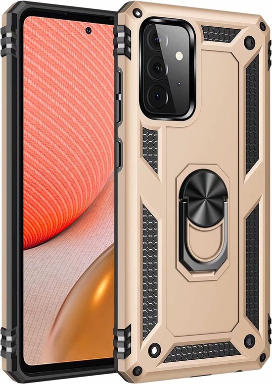 Samsung Galaxy A32 4G Hoesjes – Ring Armor Backcover – 360° Draaibare Standaard – Magneet – Goud-Ilumina Benelux