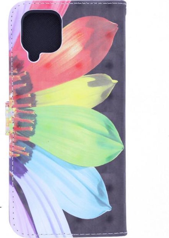 Samsung Galaxy A22 4G Hoesjes – Bookcase – 3D Bloemenprint – Magneetsluiting – Zwart-Ilumina Benelux