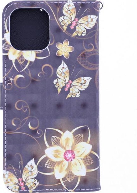 Motorola Moto G9 Power Hoesjes – Bookcase Portemonneehoes – Magneetsluiting – 3D Vlinders & Bloemen – Multicolor-Ilumina Benelux
