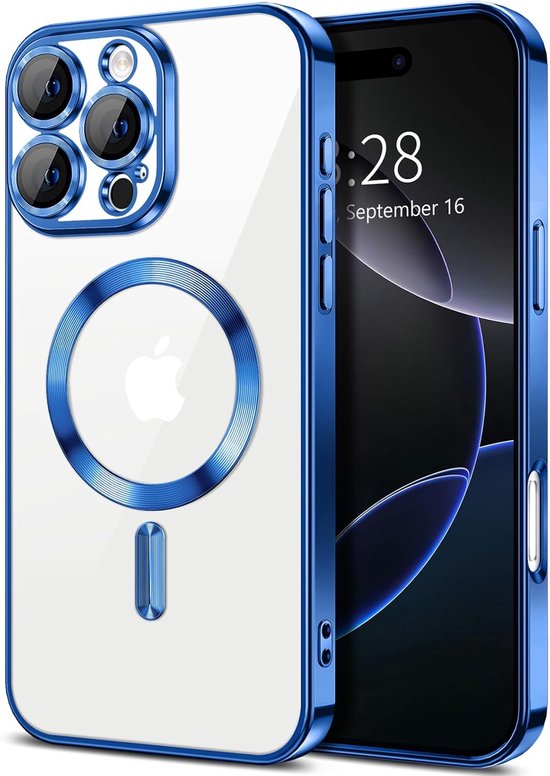 iPhone 16 Pro Max Hoesjes – Backcover – Camera Lens Protector – MagSafe compatibel – Blauw-Ilumina Benelux