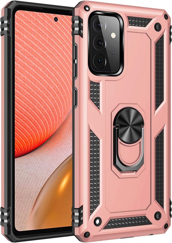 Samsung Galaxy A73 5G Hoesjes – Ring Armor Backcover – 360° Draaibare Standaard – Magneet – Roségoud-Ilumina Benelux