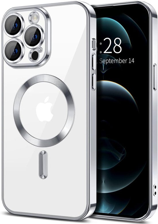 iPhone 14 Pro Max Hoesjes – Backcover – Camera Lens Protector – MagSafe Compatibel – Zilver-Ilumina Benelux
