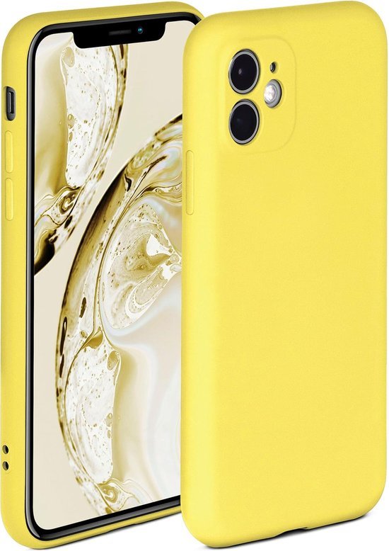iPhone 11 Pro Max Hoesjes – Liquid Siliconen Backcover – Flexibele TPU – Camera Bescherming – Geel-Ilumina Benelux