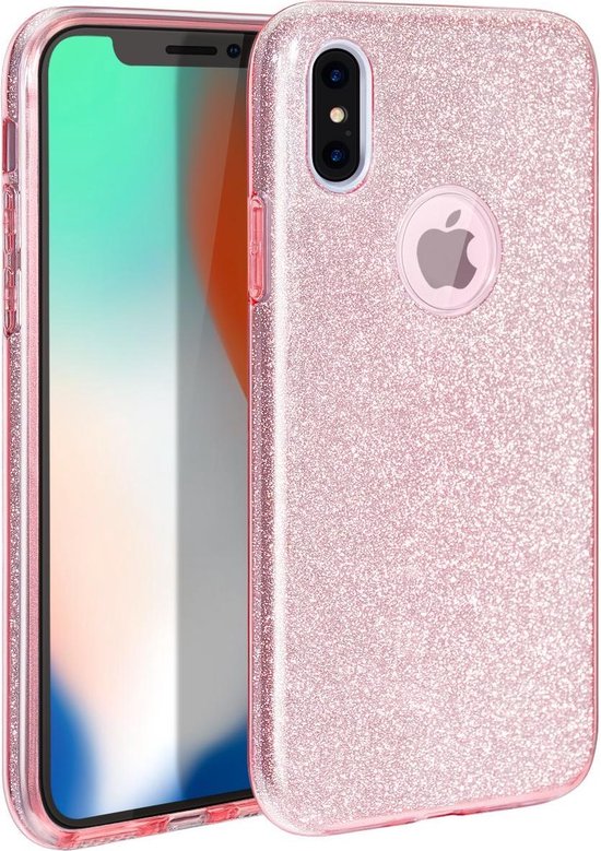 iPhone Xr Hoesjes – Siliconen TPU Backcover – Glitters BlingBling Cover – Rose-Ilumina Benelux