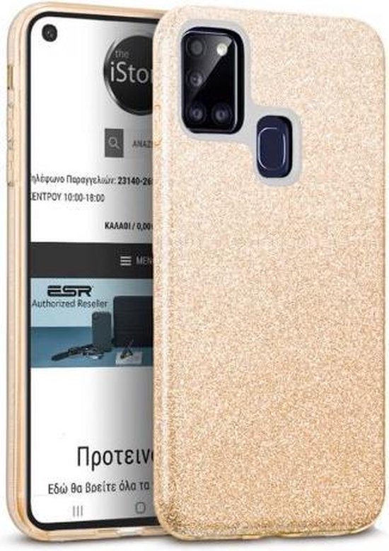 Samsung Galaxy M21 Hoesjes – Siliconen TPU Backcover – Glitter BlingBling – Schokbestendig – Goud-Ilumina Benelux