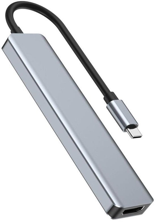 USB-C Hub – 7-in-1 Multiport Adapter – 87W Power Delivery – 4K HDMI – USB 3.0 & SD/TF Kaartlezer – Grijs-Ilumina Benelux