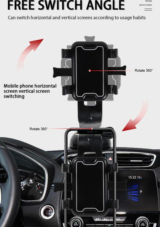 Telefoonhouder auto – Dashboard & Zuignap – 360° Draaibaar – Geschikt voor iPhone Samsung Huawei – Zwart-Ilumina Benelux
