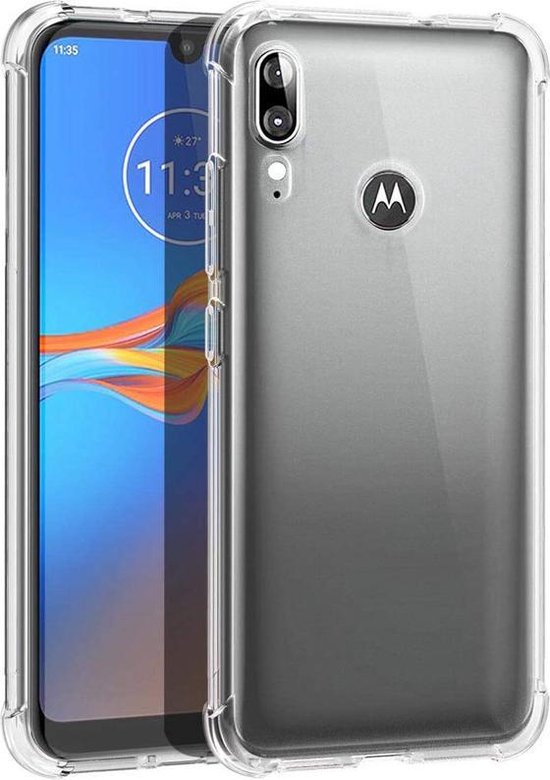 Backcover Hoesje Geschikt voor: Motorola Moto E6s / E6 Plus - Anti Shock Silicone - Transparant + 2X Screenprotector
