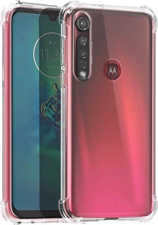 Motorola Moto G8 Plus Hoesjes – Siliconen Backcover – Schokbestendig – Transparant + 2x Screenprotector