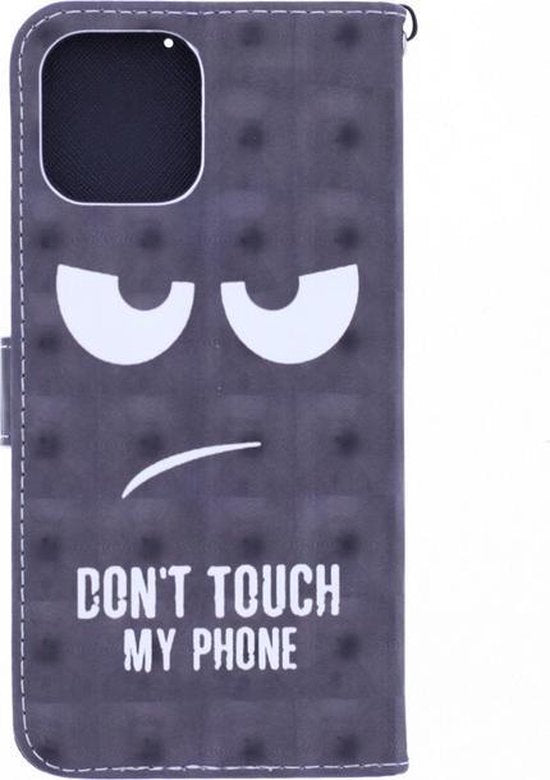 Motorola Moto G9 Power Hoesjes – Bookcase – 3D Print Don't Touch My Phone – 2x Screenprotector – Zwart-Ilumina Benelux