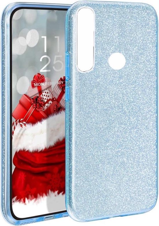 Motorola G8 Power Lite Hoesjes – Siliconen TPU Backcover – Glitter BlingBling Cover – Blauw-Ilumina Benelux
