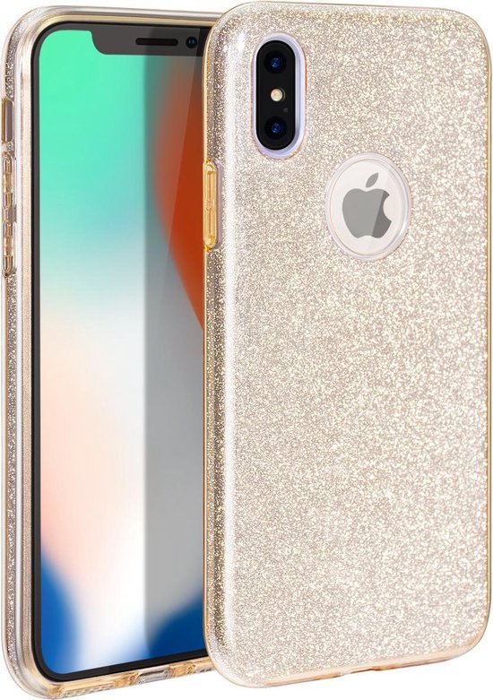 iPhone Xr Hoesjes – Siliconen TPU Backcover – Glitter BlingBling Cover – Goud-Ilumina Benelux