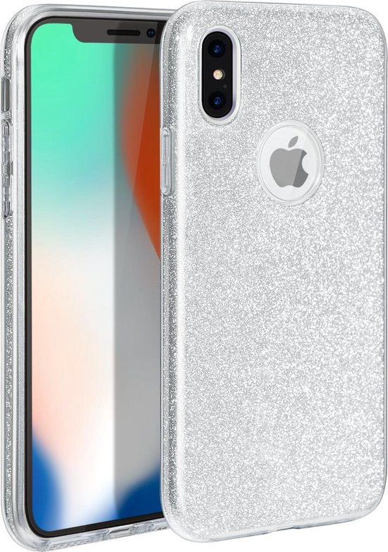 iPhone Xr Hoesjes – Siliconen TPU Backcover – Glitters BlingBling Cover – Zilver-Ilumina Benelux