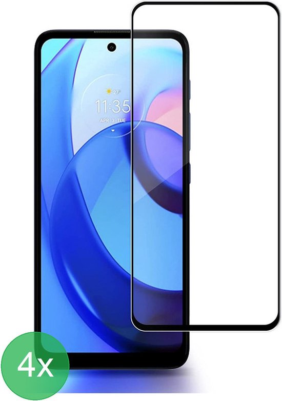 Full Cover Screenprotector - Geschikt voor Motorola Moto E20 / E30 / E40 Full Screenprotector 4x - 9H Glas