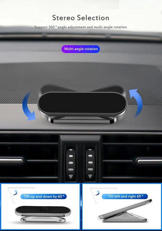 Telefoonhouder auto – Magnetische Autohouder – 360° Draaibaar – Sterke Magneet – Zwart-Ilumina Benelux