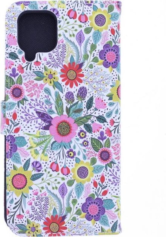 Samsung Galaxy A42 Hoesjes – Bookcase Portemonneehoes – Bloemen Print – 2x Gehard Glas Screenprotector – Multicolor-Ilumina Benelux