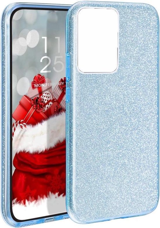 Huawei P40 Pro Hoesjes – Siliconen TPU Backcover – Glitter BlingBling – Blauw-Ilumina Benelux