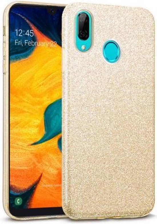 Samsung Galaxy A30 Hoesjes – Siliconen TPU Backcover – Glitter BlingBling – Schokbestendig – Goud-Ilumina Benelux