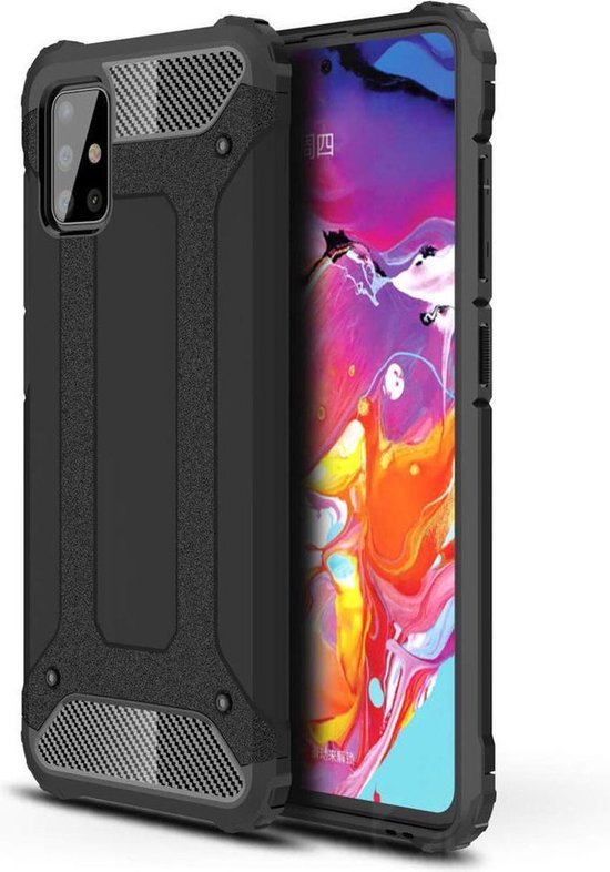 Schokbestendig Heavy Duty Armor Hoesje Geschikt voor: Samsung Galaxy A71 4G / 5G Back Cover - Zwart