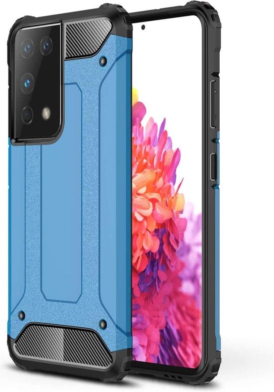 Samsung Galaxy S21 Ultra Hoesjes – Armor Hybrid Backcover – Schokbestendig – Blauw-Ilumina Benelux