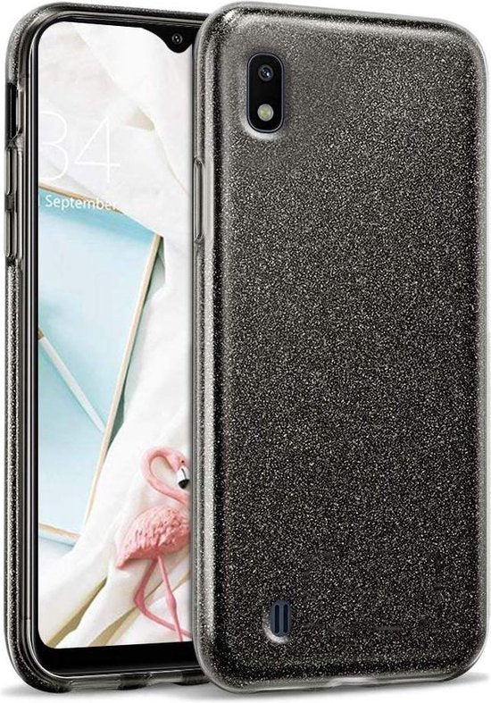 Samsung Galaxy A01 Hoesjes – Glitters Siliconen TPU Backcover – BlingBling Cover – Zwart-Ilumina Benelux