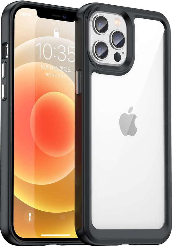 iPhone 12 Pro Hoesjes – Transparante Acryl Backcover – TPU Bumper – Schokbestendig – Helder Transparant-Ilumina Benelux