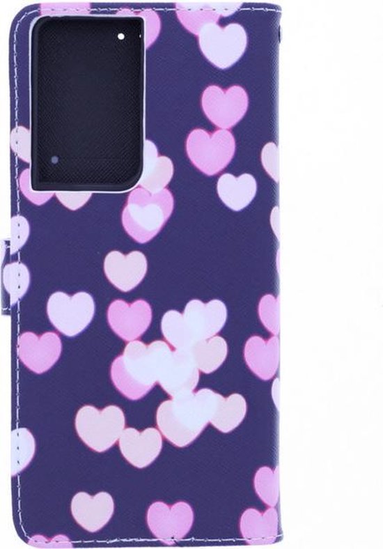 Samsung Galaxy S21 Ultra Hoesjes – Bookcase Portemonneehoes – Magneetsluiting – Hearts Print-Ilumina Benelux