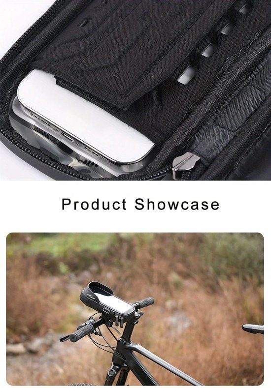 Telefoonhouder fiets – Waterdichte stuurtas met touchscreen – 360° draaibaar – Regenhoes & opbergruimte – Tot 7 inch – Zwart-Ilumina Benelux