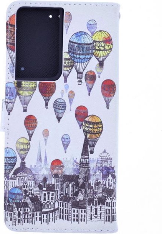 Samsung Galaxy S21 Ultra Hoesjes – Backcover met Print Air Balloon – Inclusief 2x Gehard Glas Screenprotector – Transparant-Ilumina Benelux