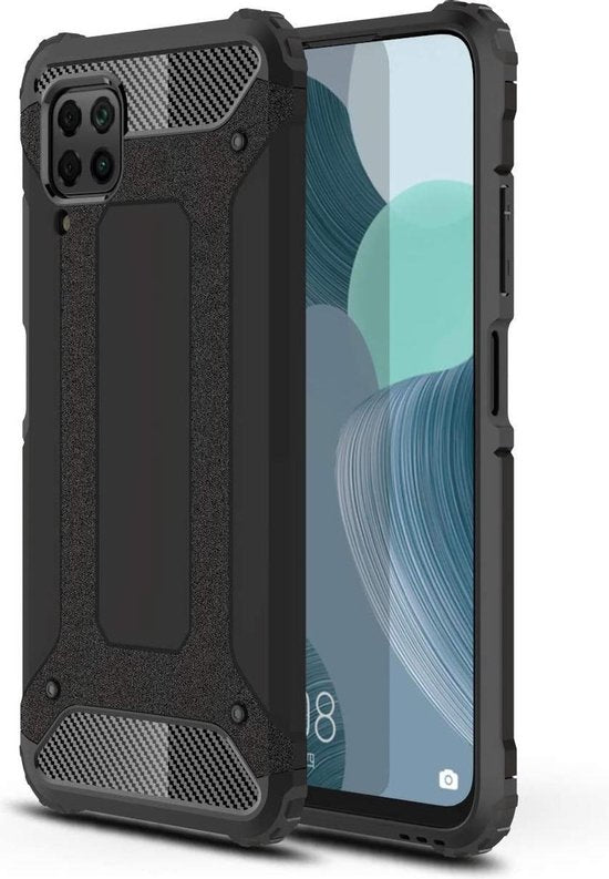 Huawei P40 Lite Hoesjes – Armor Hybrid Backcover – Schokbestendig – Zwart-Ilumina Benelux