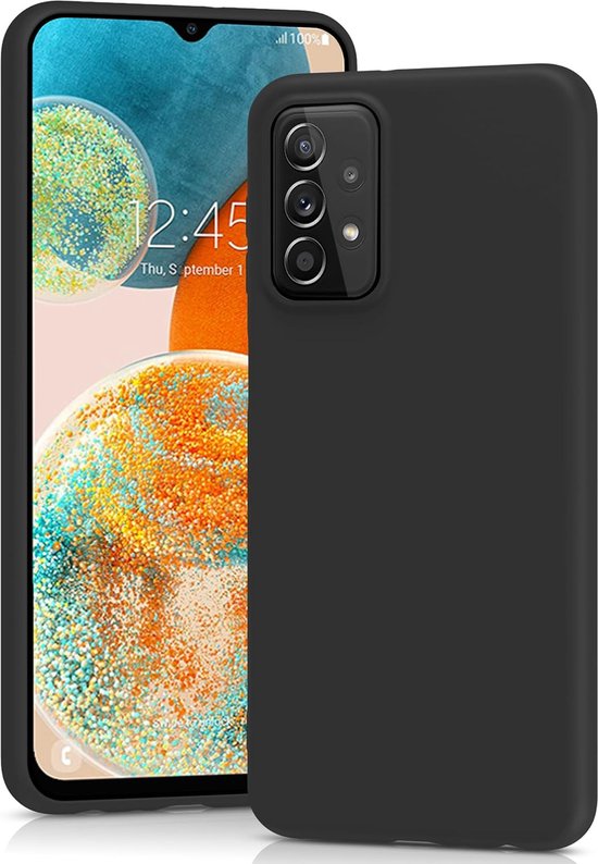 Silicone hoesje zwart met 2 Pack Screenprotector Glas Geschikt voor: Samsung Galaxy A23