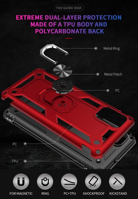 Samsung Galaxy A51 Hoesjes – Ring Armor Backcover – 360° Draaibare Standaard – Magneet – Goud-Ilumina Benelux