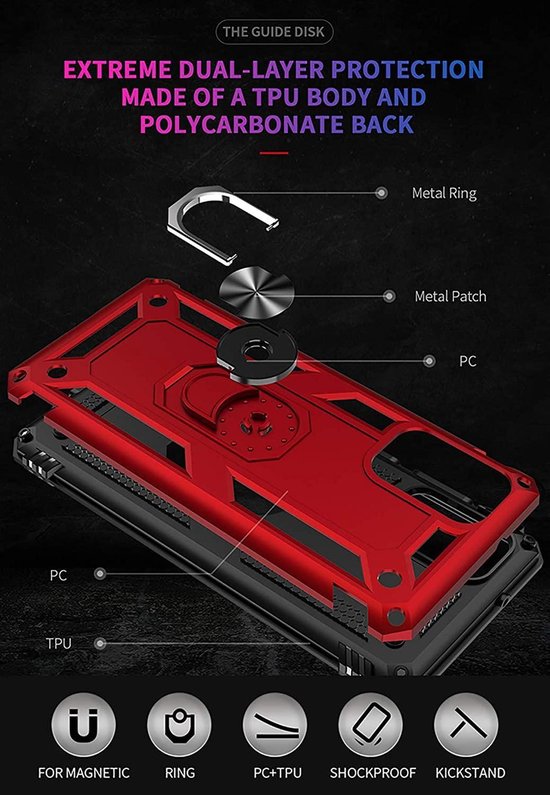 Samsung Galaxy S20 Plus Hoesjes – Rugged Ring Armor Backcover – Schokbestendig – Roségoud-Ilumina Benelux