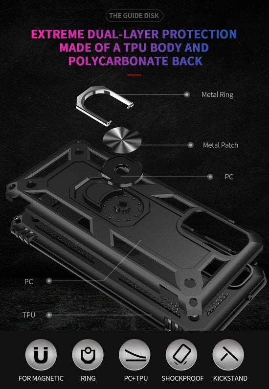 Samsung Galaxy S20 Hoesjes – Ring Armor Backcover – 360° Draaibare Standaard – Magneet – Goud-Ilumina Benelux
