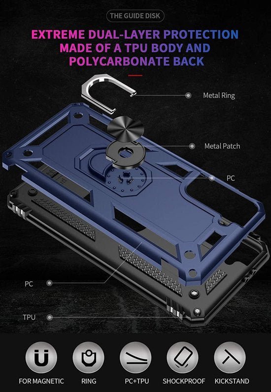 Samsung Galaxy S21 Plus Hoesjes – Hybride Ring Armor Backcover – Schokbestendig – 6,7 inch – Blauw-Ilumina Benelux