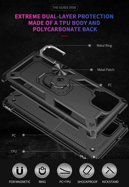 Samsung Galaxy A42 5G Hoesjes – Anti-Shock Hybride Backcover – Ringhouder – Armor Bescherming – Roségoud-Ilumina Benelux