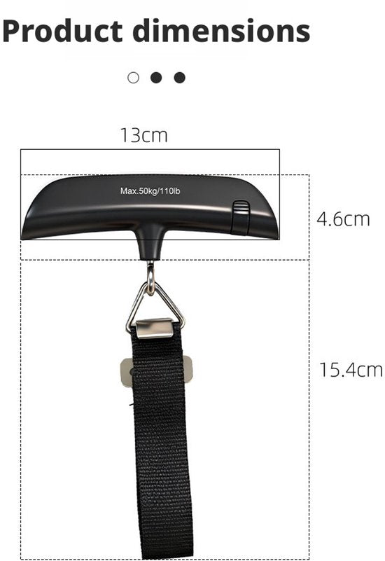 Digitale Bagageweegschaal Met Weeghaak & Thermometer - Koffer Weegschaal Bagage Kofferweger - Hang Weegschaal - Tot 50KG - Inclusief Batterijen