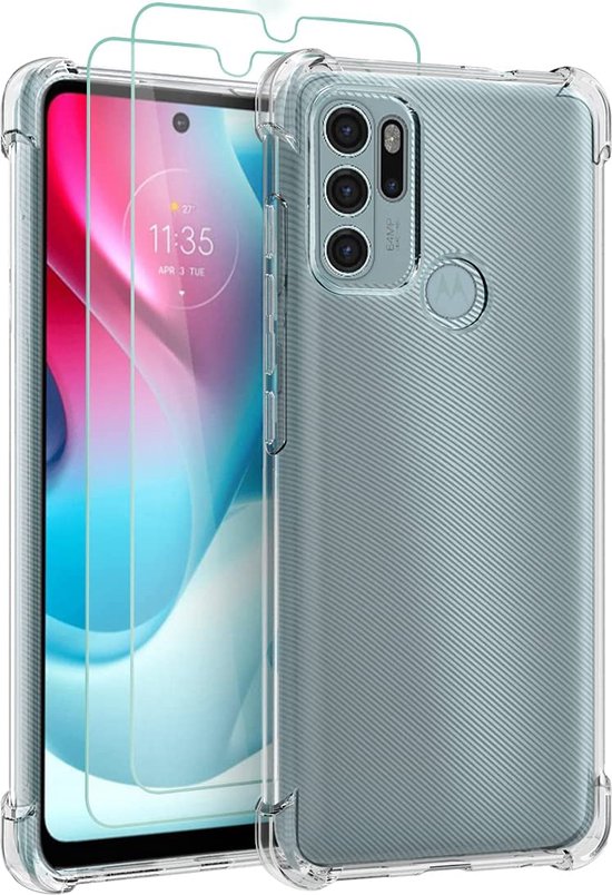 Motorola Moto G60s Hoesjes – Siliconen Backcover – Schokbestendig – Transparant – 2x Screenprotector-Ilumina Benelux