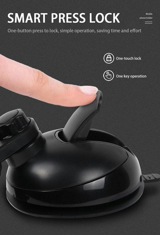 Telefoonhouder auto – Dashboard & Zuignap – 360° Draaibaar – Geschikt voor iPhone Samsung Huawei – Zwart-Ilumina Benelux