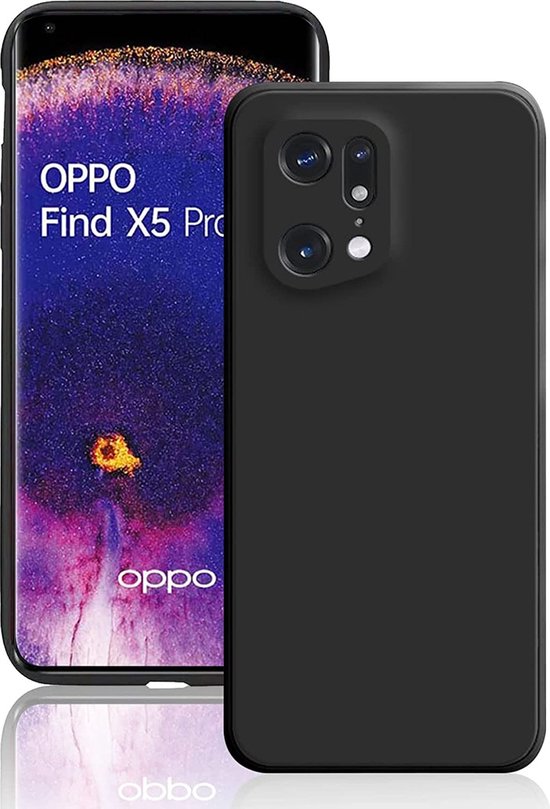 Oppo Find X5 Pro Hoesjes – Siliconen Backcover – Schokbestendig – ZT Accessoires – Zwart-Ilumina Benelux