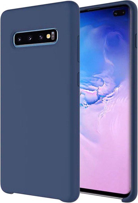 Liquid Silicone hoesje Geschikt voor: Samsung Galaxy S10 Soft Touch Flexible - Oxford Blauw