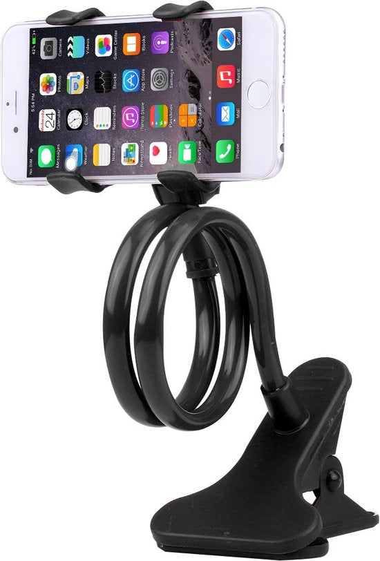 Telefoonhouder – Flexibele lange arm – Bureau/bed/auto mount – Geschikt voor iPhone & Samsung – Zwart-Ilumina Benelux
