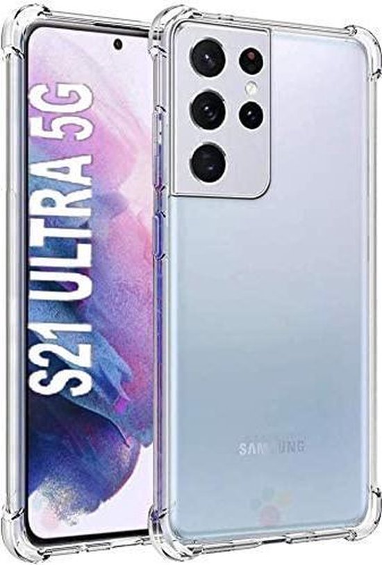 Samsung Galaxy S21 Hoesjes – TPU Siliconen Soft Backcover – Schokbestendig – 2x Screenprotector – Zwart-Ilumina Benelux