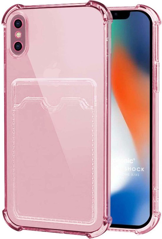 iPhone Xs Max Hoesjes – TPU Backcover – Schokbestendig – Pasjeshouder – Roze-Ilumina Benelux