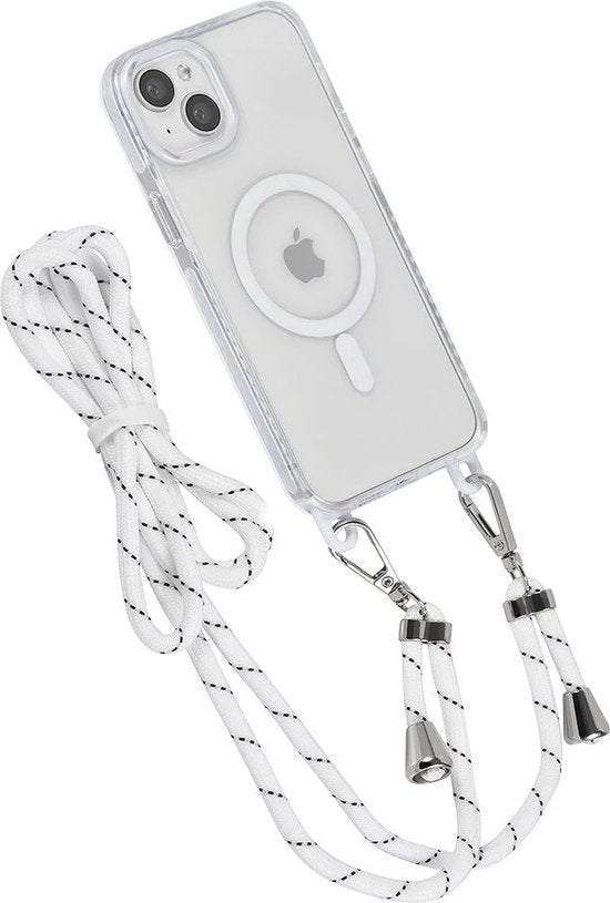 iPhone 15 Plus Hoesjes – MagSafe Backcover – Hoes met Koord – Wit-Ilumina Benelux