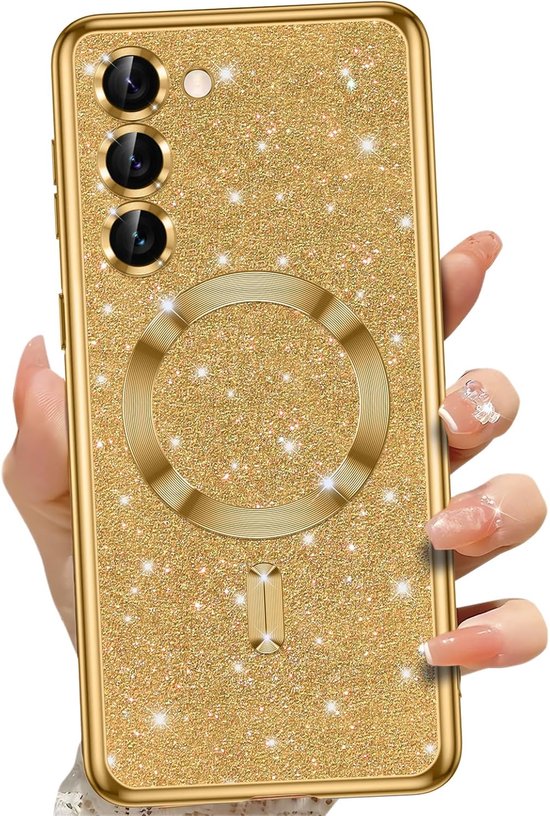 Samsung Galaxy S24 Hoesjes – Glitter Sequin Backcover – MagSafe Compatibel – Zachte TPU Case – Goud-Ilumina Benelux