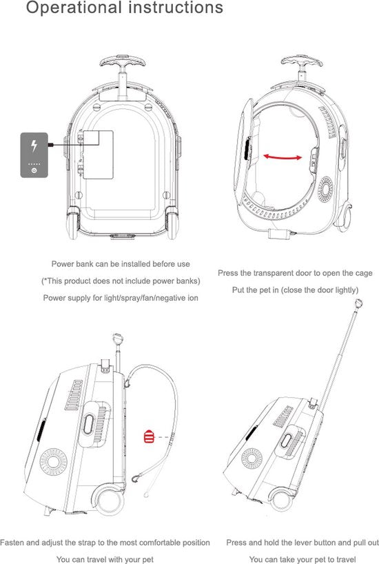Kattentas | Huisdiertas | katten honden reistas | dieren transport tas | rugzak | draagtas | rug dierentas voor huisdieren met zwenkwielen - honden en katten - Blauw