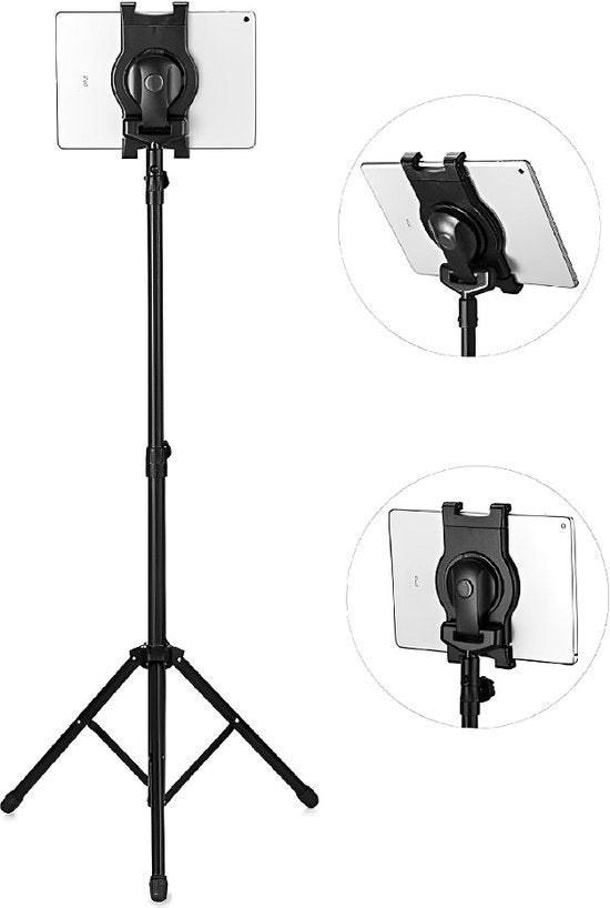 Tablethouder statief – Geschikt voor iPad & tablets 7-10 inch – Verstelbaar tripod – 360° draaibaar – Zwart-Tablethouder-Ilumina Benelux