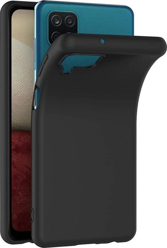 Samsung Galaxy A12 Hoesjes – Siliconen Backcover – Flexibel – Schokbestendig – Zwart-Ilumina Benelux