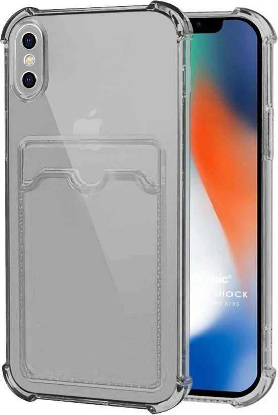 iPhone Xs Max Hoesjes – TPU Backcover – Schokbestendig – Pasjeshouder – Grijs-Ilumina Benelux